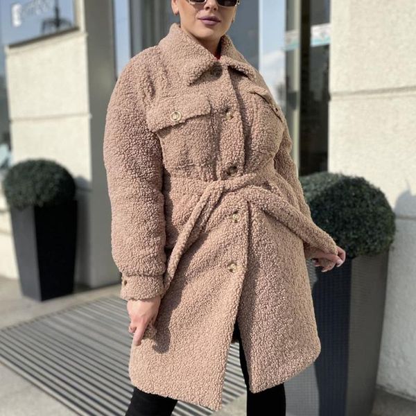 women's fur & faux floy fashion winter solid turn down collar lamb coats women elegant single breasted jackets tie belt ladies, Black
women's fur & faux floy fashion winter solid turn down collar lamb coats women elegant single breasted jackets tie belt ladies, Black