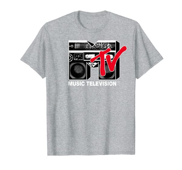 mtv logo red boombox graphic t-shirt, White;black