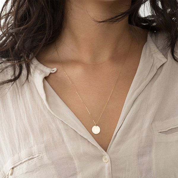 pendant emanco simple gold round pendant short 316l stainls steel necklace clavicle chain can be engraved, White
pendant emanco simple gold round pendant short 316l stainls steel necklace clavicle chain can be engraved, White