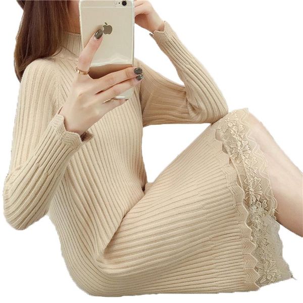 women's sweaters autumn and winter lace sweater women long bottom shirt slim female big size pullover half-high collar knitting, White;black
women's sweaters autumn and winter lace sweater women long bottom shirt slim female big size pullover half-high collar knitting, White;black