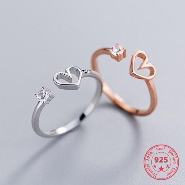 cluster rings real 925 sterling silver simple heart shape geometric hollow zircon open party fine charming jewelry trendy gift for women, Golden;silver
cluster rings real 925 sterling silver simple heart shape geometric hollow zircon open party fine charming jewelry trendy gift for women, Golden;silver