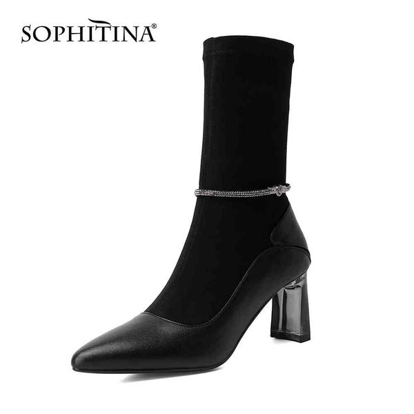 sophitina women's boots handmade ladies boots pointed toe zipper basic stretch fabric fashion shoes women so589 210513, Black
sophitina women's boots handmade ladies boots pointed toe zipper basic stretch fabric fashion shoes women so589 210513, Black