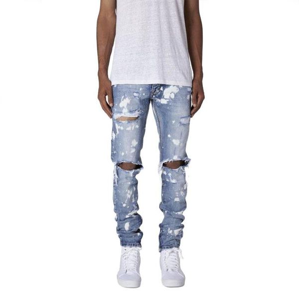 men's jeans men quilted embroidered skinny ripped grid stretch denim pants man elastic waist jogging causal hole trousers, Blue
men's jeans men quilted embroidered skinny ripped grid stretch denim pants man elastic waist jogging causal hole trousers, Blue