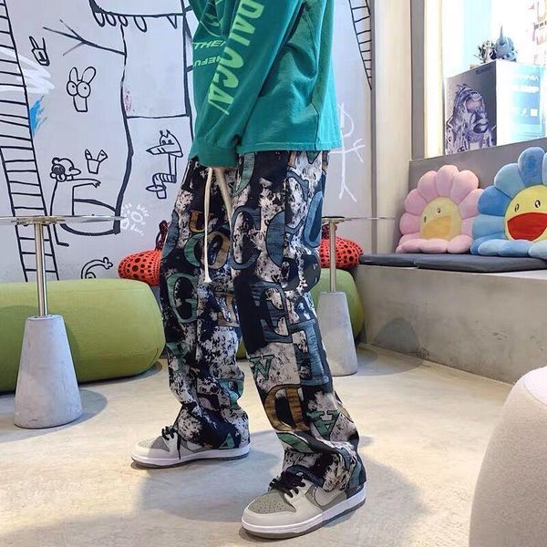 men's pants european and american street style spring autumn tide brand hiphop graffiti tie dyed straight tube wide leg floo, Black
men's pants european and american street style spring autumn tide brand hiphop graffiti tie dyed straight tube wide leg floo, Black