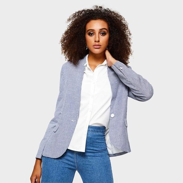 women's suits & blazers women formal casual blue office lady straight stand collar button stripe pocket coats female fashion preppy ove, White;black
women's suits & blazers women formal casual blue office lady straight stand collar button stripe pocket coats female fashion preppy ove, White;black