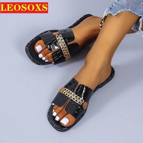 slippers women's slipper outdoor casual bare foot open toe double chain decorative low heel comfortable beach, Black
slippers women's slipper outdoor casual bare foot open toe double chain decorative low heel comfortable beach, Black