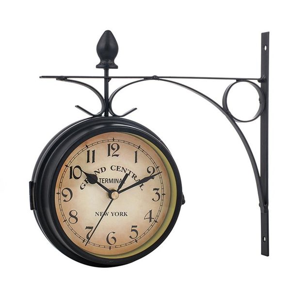double sided hanging clock wrought iron station garden retro bracket mounted outdoor indoor wall for home clocks
double sided hanging clock wrought iron station garden retro bracket mounted outdoor indoor wall for home clocks