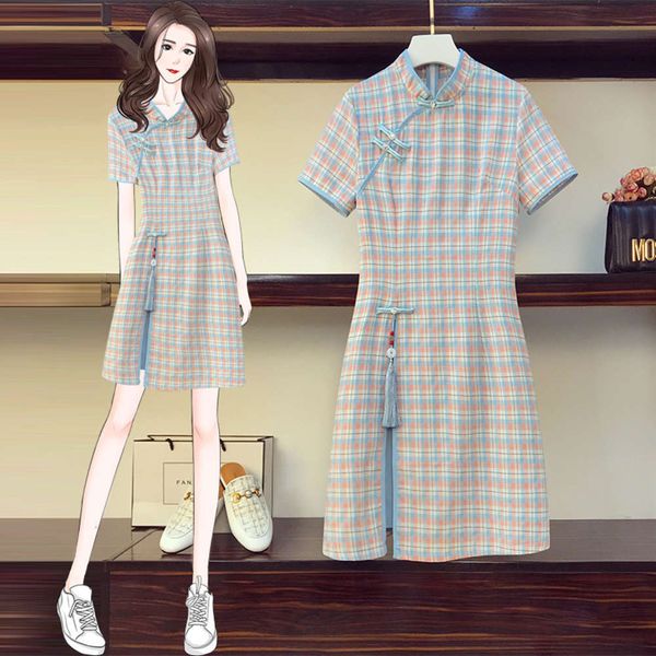 casual dresses dress slightly fat sister summer large women's clothing age reduction temperament cover belly show thin improved cheongs, Black;gray
casual dresses dress slightly fat sister summer large women's clothing age reduction temperament cover belly show thin improved cheongs, Black;gray