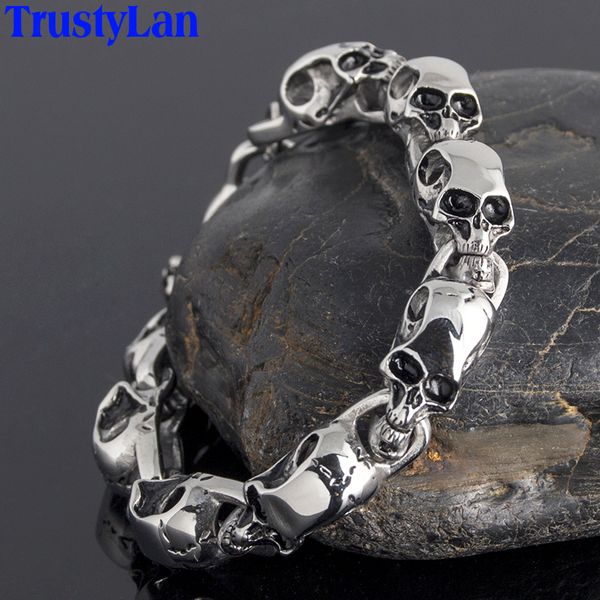 trustylan stainless steel mens friendship bracelets punk & hippes skulls chain bracelet masculine jewelry halloween accessories, Golden;silver
trustylan stainless steel mens friendship bracelets punk & hippes skulls chain bracelet masculine jewelry halloween accessories, Golden;silver