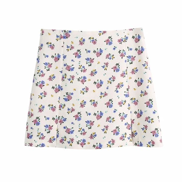 summer women flower printing side slit mini a line skirt casual female loose clothes p2023 210430, Black 
summer women flower printing side slit mini a line skirt casual female loose clothes p2023 210430, Black