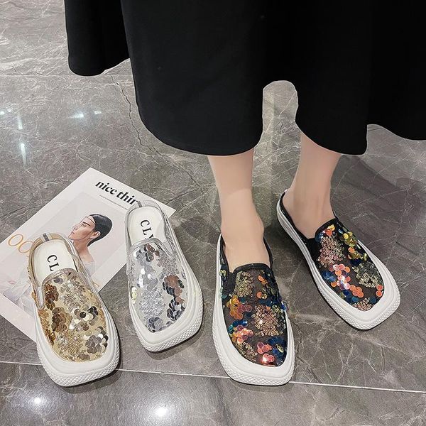 slippers female shoes flat low slides cover toe 2021 square bling pu rubber woman pantof, Black
slippers female shoes flat low slides cover toe 2021 square bling pu rubber woman pantof, Black