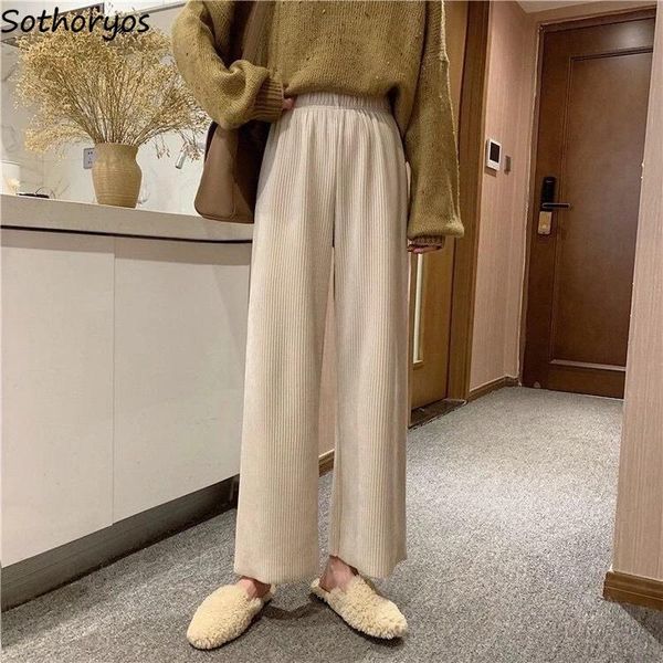 corduroy pants women solid korean preppy style casual straight high waist loose wide leg trousers elegant students chic winter women's, Black;white
corduroy pants women solid korean preppy style casual straight high waist loose wide leg trousers elegant students chic winter women's, Black;white