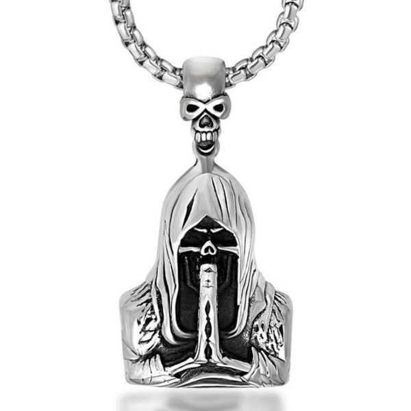 pendant necklaces stainless steel punk rock skull grim reaper necklace men biker gothic death jewelry for him, Silver
pendant necklaces stainless steel punk rock skull grim reaper necklace men biker gothic death jewelry for him, Silver
