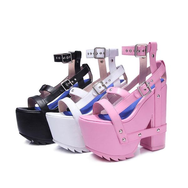 summer ladies punk crossed straps metal buckle sandals super platform linked chunky heels peep toe ankle sandalias, Black
summer ladies punk crossed straps metal buckle sandals super platform linked chunky heels peep toe ankle sandalias, Black