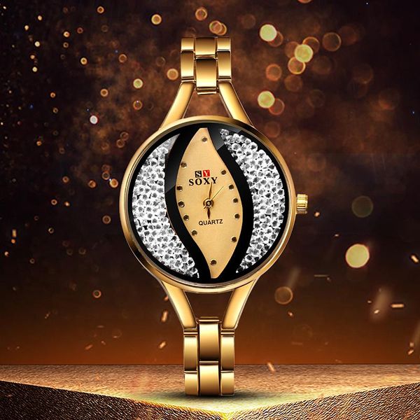 wristwatches soxy fashion rhinestone women watch gold strap quartz watches unique design ladies, Slivery;brown
wristwatches soxy fashion rhinestone women watch gold strap quartz watches unique design ladies, Slivery;brown