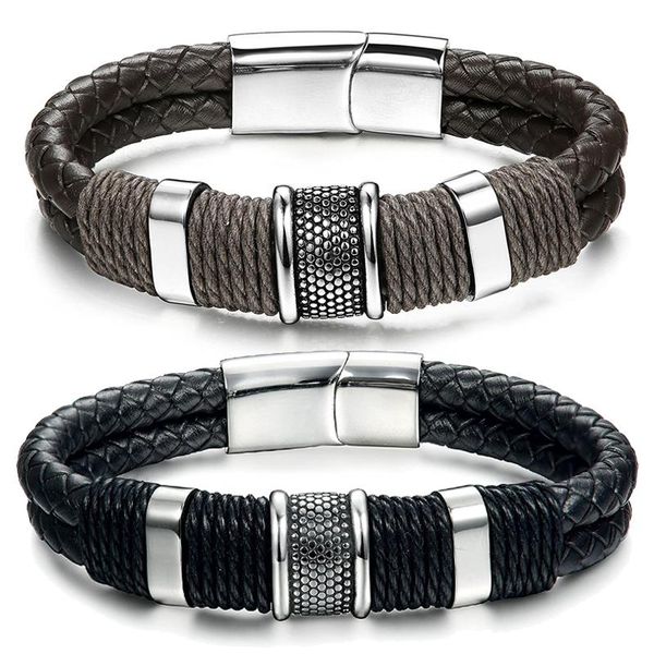 bangle classic gentleman leather rope titanium steel braided clasp bracelet for men and women retro bangles bracelets jewelry, Black
bangle classic gentleman leather rope titanium steel braided clasp bracelet for men and women retro bangles bracelets jewelry, Black