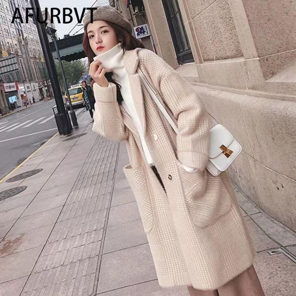 women's fur & faux autumn women wool coat long mink single breasted fashion knitting turn down female blends causal loose winter outwea, Black
women's fur & faux autumn women wool coat long mink single breasted fashion knitting turn down female blends causal loose winter outwea, Black