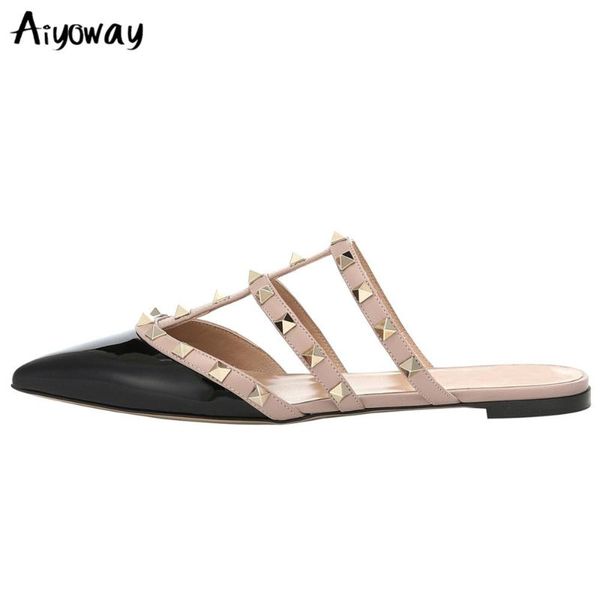 aiyoway fashion hollow out metal rivet women flat sandals pointed toe outdoor banquet summer mules shoes big size, Black
aiyoway fashion hollow out metal rivet women flat sandals pointed toe outdoor banquet summer mules shoes big size, Black