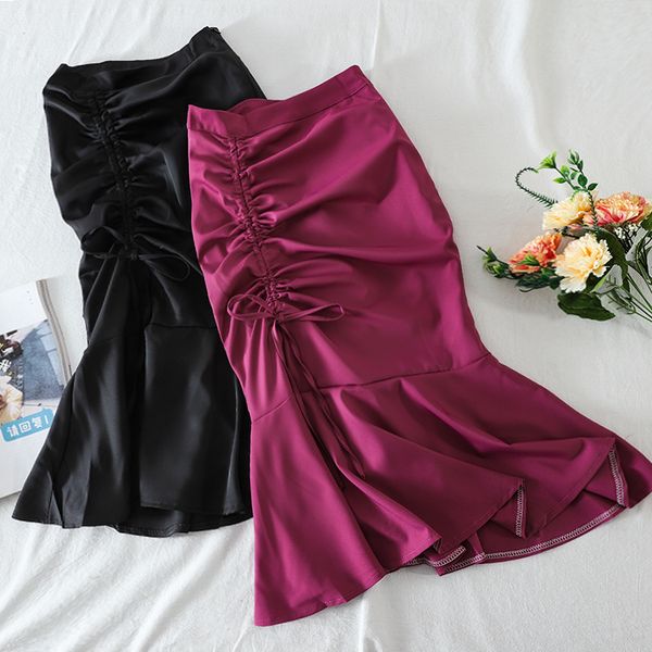 korean summer new simple casual solid drawstring lace-up high waist hip fishtail skirts women fashion streetwear, Black
korean summer new simple casual solid drawstring lace-up high waist hip fishtail skirts women fashion streetwear, Black