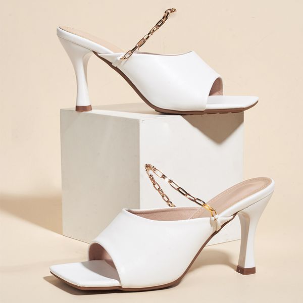 Women Slippers Thin High Heels Sandals Slides Shoes For Woman Fashion Chain Square Toe Ladies High Heels Slippers White Pumps
Women Slippers Thin High Heels Sandals Slides Shoes For Woman Fashion Chain Square Toe Ladies High Heels Slippers White Pumps