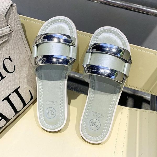 woman shoes the fashion round head comfortable square buckle flat slippers summer metal platform, Black
woman shoes the fashion round head comfortable square buckle flat slippers summer metal platform, Black