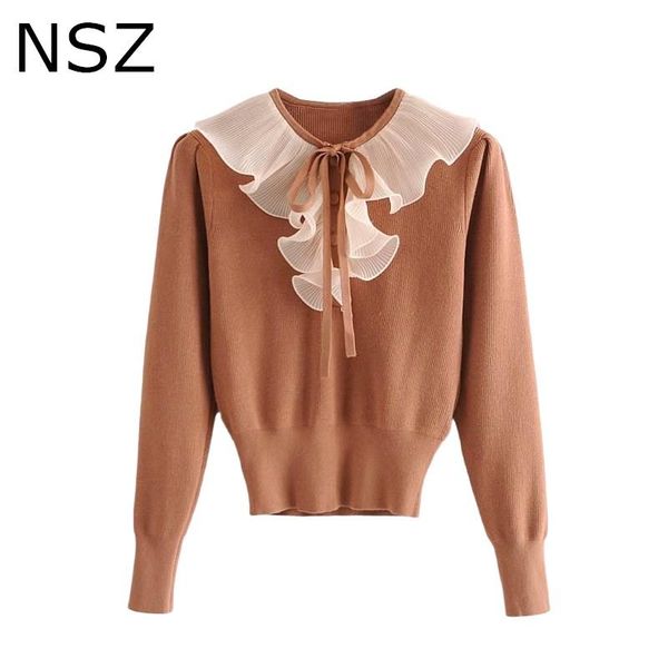 women ruffles collar bow tied cropped sweater long sleeve button up fashion ladies knit jumper pullover knitwear women's sweaters, White;black
women ruffles collar bow tied cropped sweater long sleeve button up fashion ladies knit jumper pullover knitwear women's sweaters, White;black
