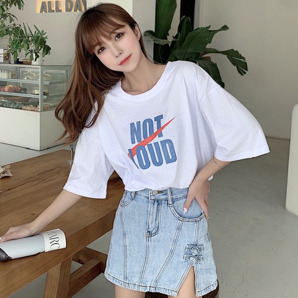 summer ins korean version of the letter printed short-sleeved t-shirt female students casual all-match t-shirt, White
summer ins korean version of the letter printed short-sleeved t-shirt female students casual all-match t-shirt, White