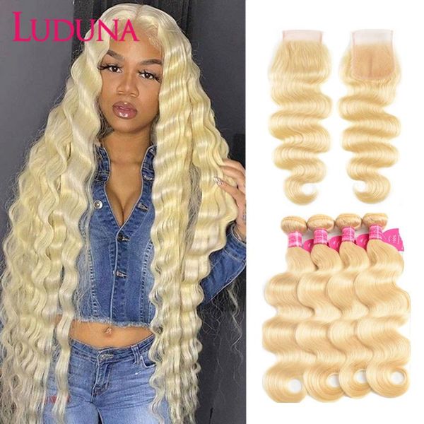 human hair bulks luduna 613 blonde bundles with closure brazilian weave remy body wave 3/4, Black
human hair bulks luduna 613 blonde bundles with closure brazilian weave remy body wave 3/4, Black