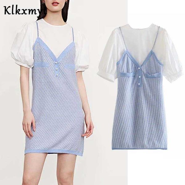 klkxmyt za dress women summer fake two pieces splicing mini dresses short sleeve pearl button female party sundress vestido 210527, Black;gray
klkxmyt za dress women summer fake two pieces splicing mini dresses short sleeve pearl button female party sundress vestido 210527, Black;gray