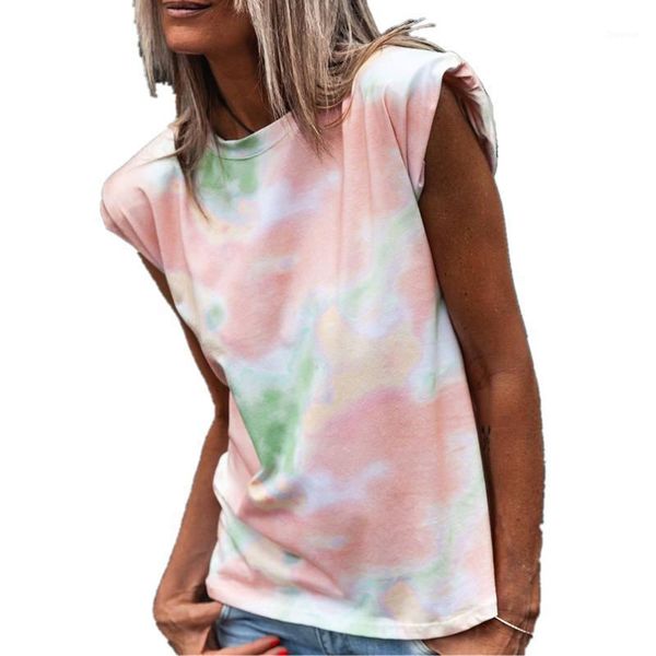 women's t-shirt 2021 summer fashion sleeveless tie dye printed loose o neck t-shirts wdc019, White
women's t-shirt 2021 summer fashion sleeveless tie dye printed loose o neck t-shirts wdc019, White
