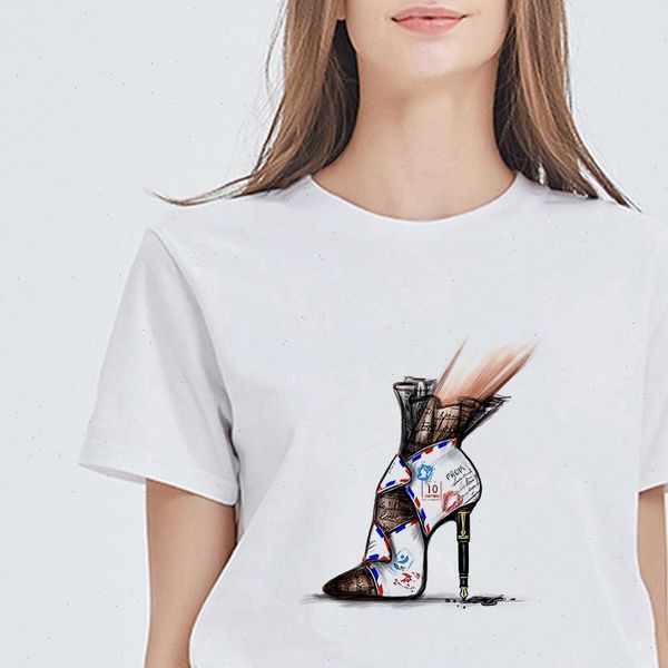 women t shirt high heeled shoes printed hipster gym plus size kawaii streetwear versatile harajuku, White
women t shirt high heeled shoes printed hipster gym plus size kawaii streetwear versatile harajuku, White