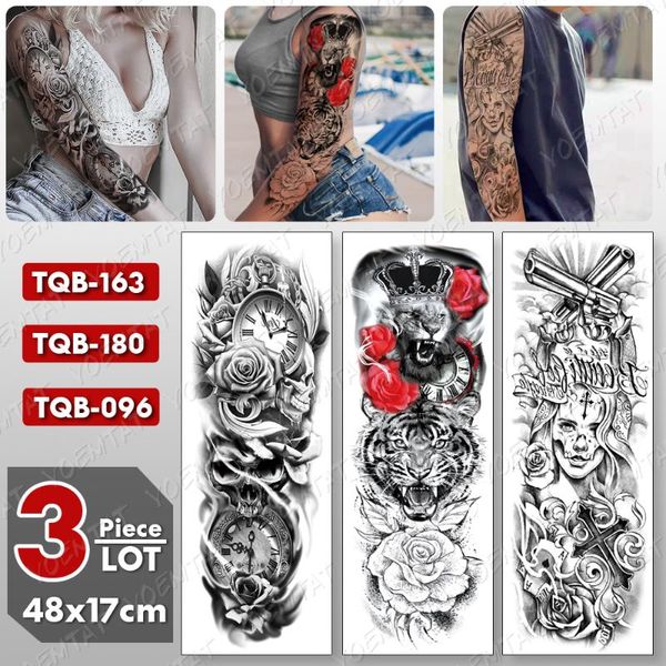 temporary tattoos 3 pcs/lot large arm sleeve tattoo lion tiger waterproof tatto sticker crown rose body art full fake tatoo women men
temporary tattoos 3 pcs/lot large arm sleeve tattoo lion tiger waterproof tatto sticker crown rose body art full fake tatoo women men
