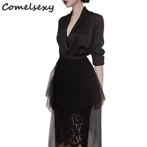 spring black deep v neck blazer long coat +fashion irregular lace patchwork mesh skirt suits women 2 piece set dress 210515, White
spring black deep v neck blazer long coat +fashion irregular lace patchwork mesh skirt suits women 2 piece set dress 210515, White