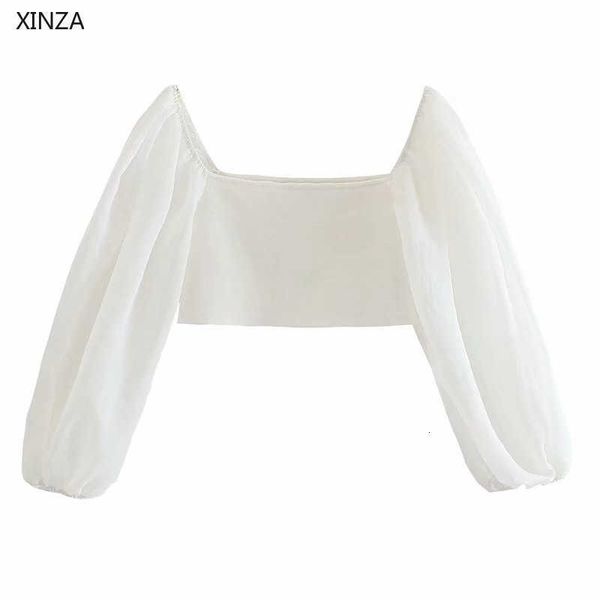 women's knits & tees women summer organ cropped knit long puff sleeve off shoulders blouse female chic spliced elastic w, White
women's knits & tees women summer organ cropped knit long puff sleeve off shoulders blouse female chic spliced elastic w, White