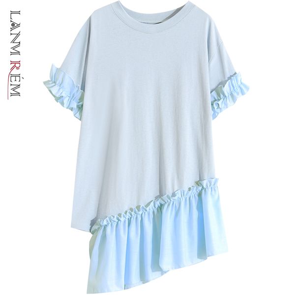 summer bew clothes for women ruffles patchwork solid color t-shirt loose casual short sleeve asymmetry yh057 210507, White
summer bew clothes for women ruffles patchwork solid color t-shirt loose casual short sleeve asymmetry yh057 210507, White