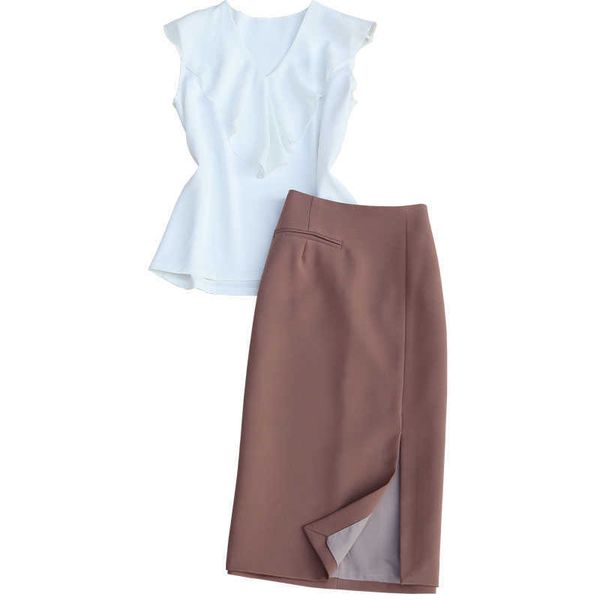 summer fashion suit professional temperament ladies sleeveless shirt chiffon high waist skirt 2-piece set 210527, White
summer fashion suit professional temperament ladies sleeveless shirt chiffon high waist skirt 2-piece set 210527, White