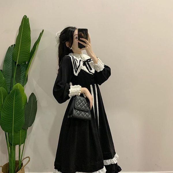 casual dresses korea autumn black vintage dress women french elegant gothic lolita female lace long sleeve stand evening party, Black;gray
casual dresses korea autumn black vintage dress women french elegant gothic lolita female lace long sleeve stand evening party, Black;gray