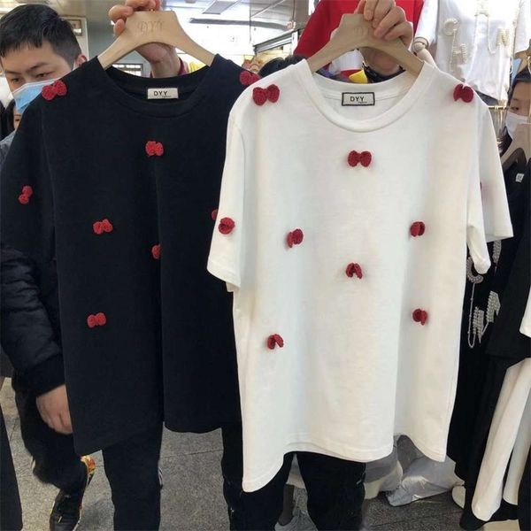 women's t-shirt t shirt short summer wear 2021 korean ins fashion bow mid long loose half sleeve vviz, White
women's t-shirt t shirt short summer wear 2021 korean ins fashion bow mid long loose half sleeve vviz, White