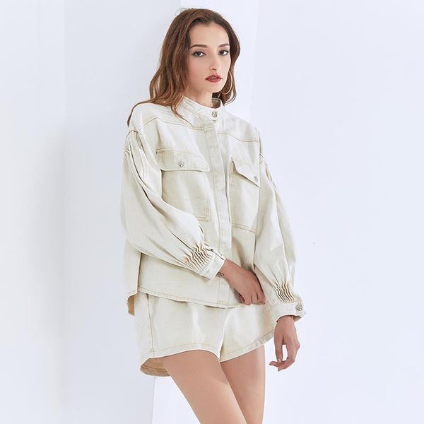 women's jackets high waist shorts loose sets casual two piece set for women stand collar lantern long sleeve female tide, Black;brown
women's jackets high waist shorts loose sets casual two piece set for women stand collar lantern long sleeve female tide, Black;brown