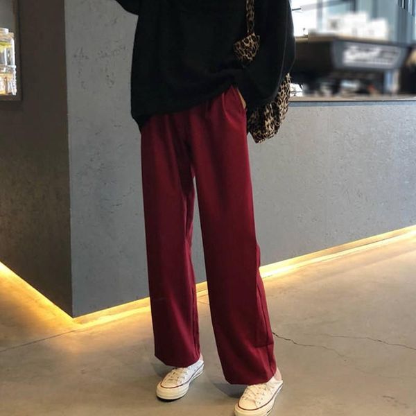wide legged floor pants high waist loose drape small suit straight casual women's & capris, Black;white
wide legged floor pants high waist loose drape small suit straight casual women's & capris, Black;white