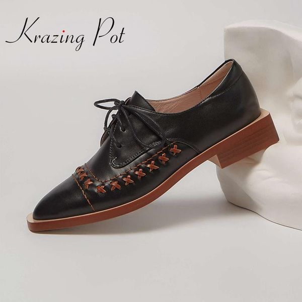 krazing pot genuine leather round toe med heel cross-tied brand shoes preppy style young lady streetwear basic women pumps l82 dress, Black
krazing pot genuine leather round toe med heel cross-tied brand shoes preppy style young lady streetwear basic women pumps l82 dress, Black