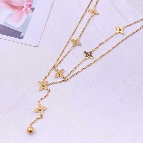 bougeo women's stainless steel necklace, double chain four leaf flowers with round ball pendant, fashionable daily jewelry, Silver
bougeo women's stainless steel necklace, double chain four leaf flowers with round ball pendant, fashionable daily jewelry, Silver