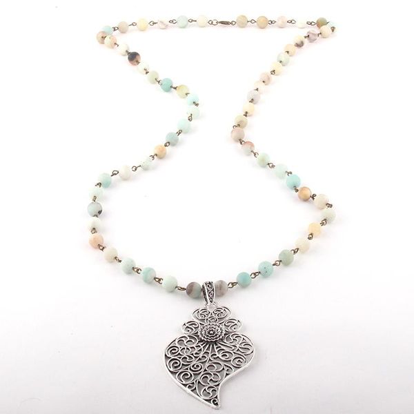 pendant necklaces fashion bohemian jewelry semi precious stones rosary chain metal hollow out heart, Silver
pendant necklaces fashion bohemian jewelry semi precious stones rosary chain metal hollow out heart, Silver