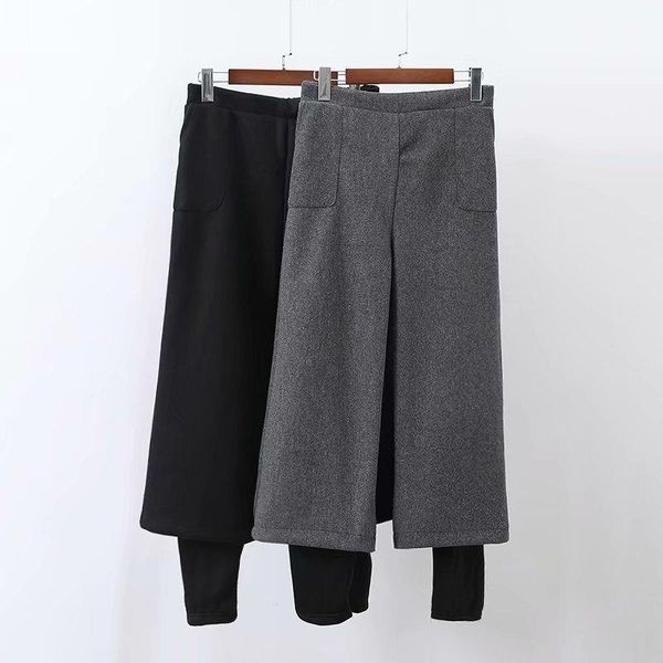 women's pants & capris plus size 5xl winter women high waist wool wide leg patchwork culotted ladies trousers pantalon palazzo mujer, Black;white
women's pants & capris plus size 5xl winter women high waist wool wide leg patchwork culotted ladies trousers pantalon palazzo mujer, Black;white