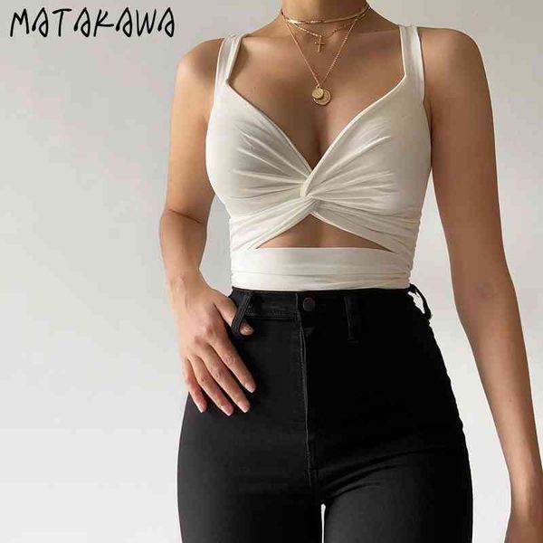 matakawa tank women summer solid white corset feminine v-neck hollow out camis open navel twisted crop 210513
matakawa tank women summer solid white corset feminine v-neck hollow out camis open navel twisted crop 210513