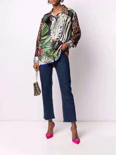 women's blouses & shirts 100% real silk women shirt 2021 spring turn down collar clothes fashion zebra leopard print loose blou, White
women's blouses & shirts 100% real silk women shirt 2021 spring turn down collar clothes fashion zebra leopard print loose blou, White