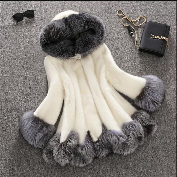 women's fur & faux winter artificial coat trim hooded outwear luxury medium long casacos de inverno feminino rmm8, Black
women's fur & faux winter artificial coat trim hooded outwear luxury medium long casacos de inverno feminino rmm8, Black
