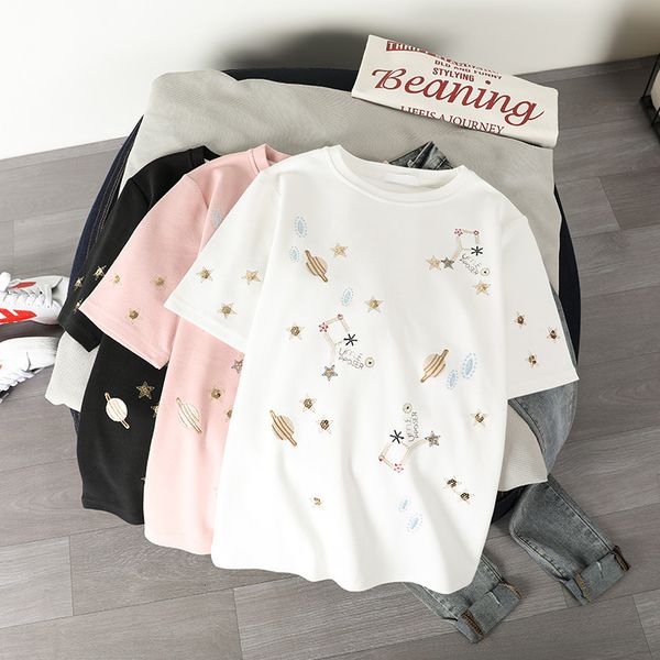 women's t-shirt summer t shirt female o-neck casual t-shirts short sleeve for tees 52e9, White
women's t-shirt summer t shirt female o-neck casual t-shirts short sleeve for tees 52e9, White