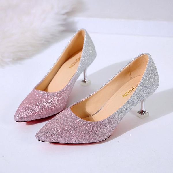 bride high heel 9cm shallow mouth wedding shoes spring pointed gradient sequins stiletto heels 34-40. dress, Black
bride high heel 9cm shallow mouth wedding shoes spring pointed gradient sequins stiletto heels 34-40. dress, Black