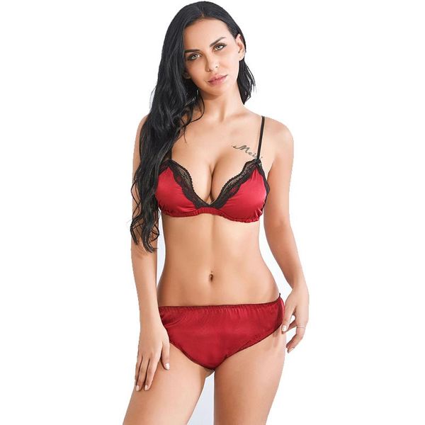 bras fashion women's red mesh underwear pattern black border three-point european and american wholesale, Red;black
bras fashion women's red mesh underwear pattern black border three-point european and american wholesale, Red;black